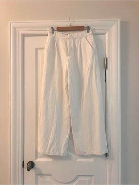 Zara White High-Rise Wide-Leg Trousers